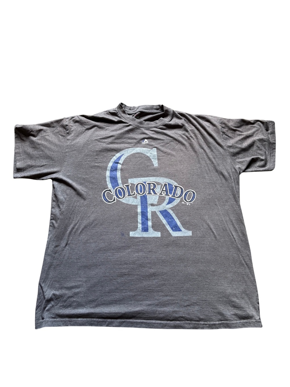 Majestic Colorado Rockies Gray and Blue Graphic Tee